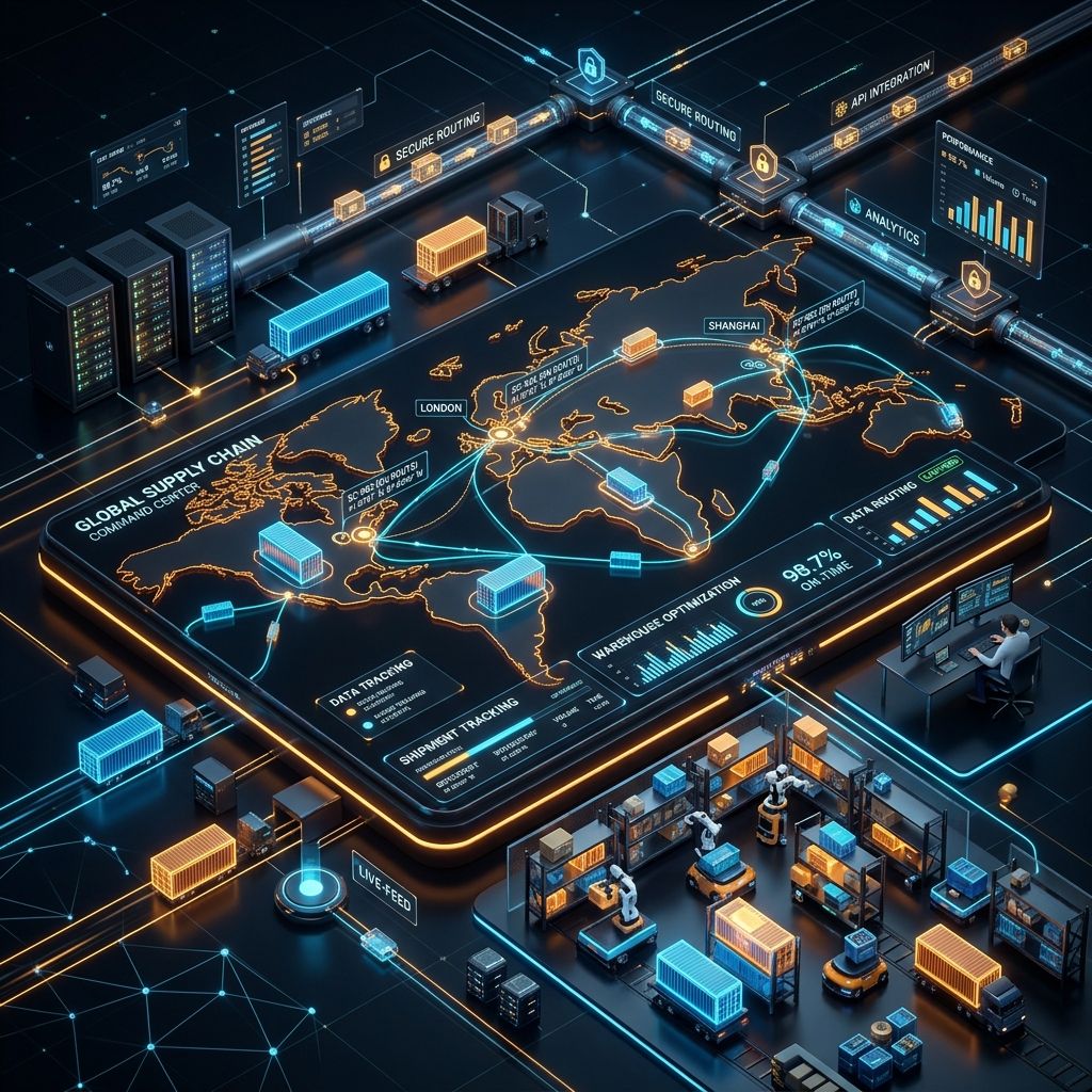 Automated dialer software global telecommunications network architecture diagram with secure call routing pipes and live data tracking