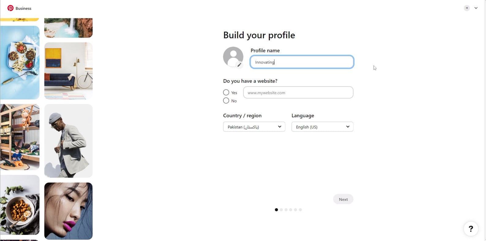 build your pinterest profile